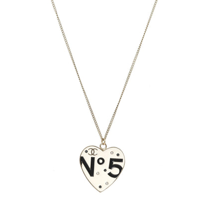 Chanel Enamel Heart No 5 CC Necklace Gold Black 1 of 5