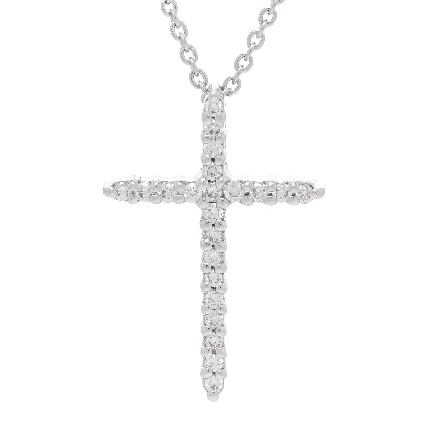Roberto Coin 18K White Gold .10ctw Diamond Cross Pendant Necklace 3 of 6