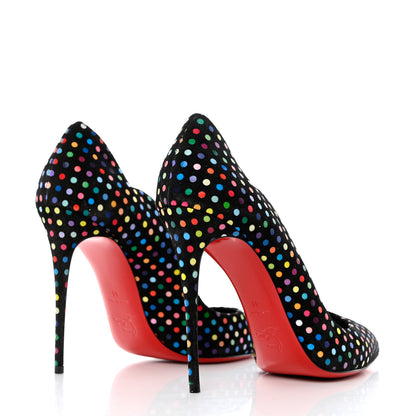 Christian Louboutin Suede Polka Dot Hot Chick 100 Pumps 41 Black Multicolor 4 of 9