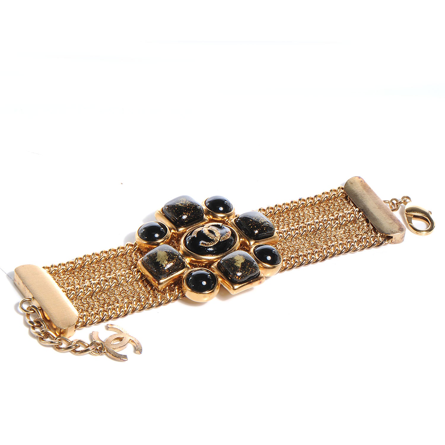 Chanel Beaded Gripoix Bracelet Black and Gold 3 of 5