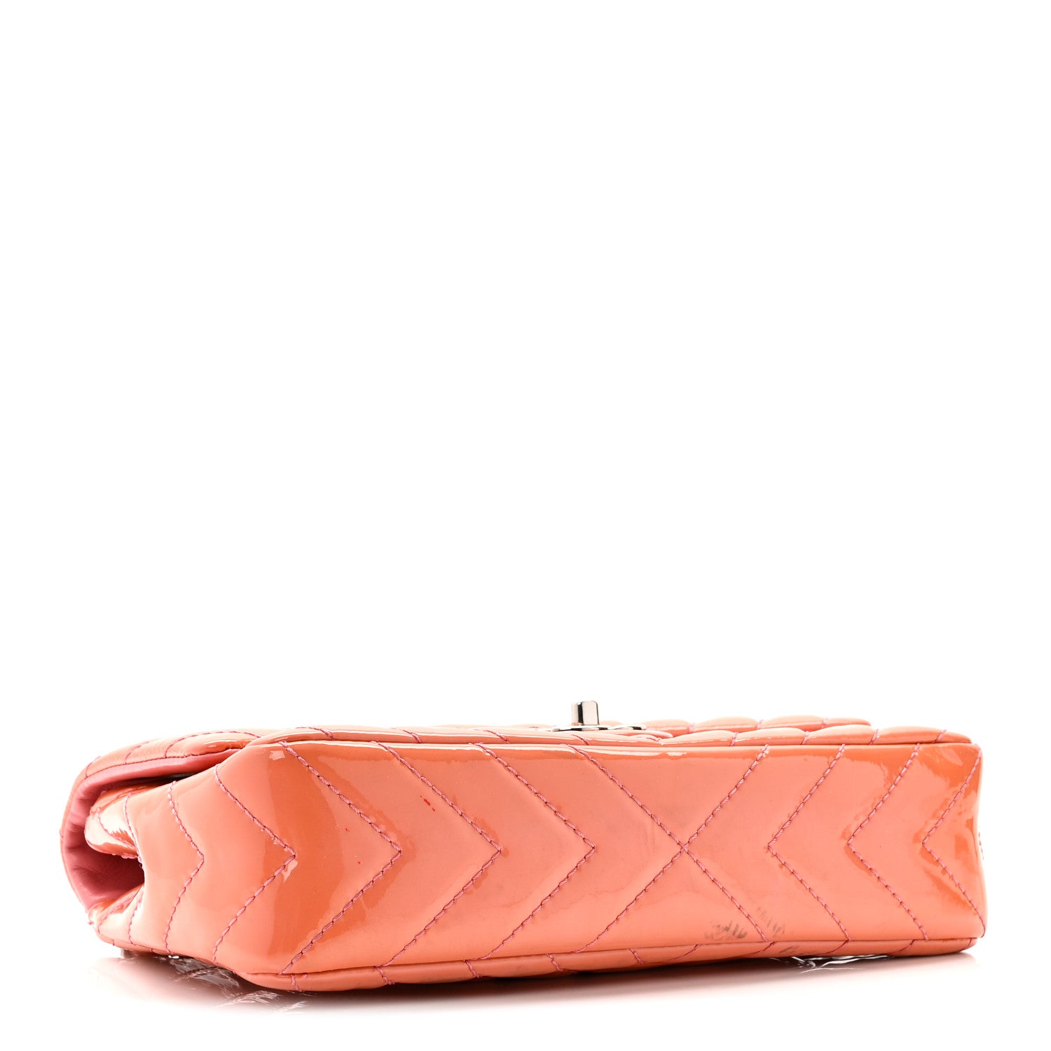 Chanel Patent Chevron Quilted Medium Single Flap Pink 4 of 11