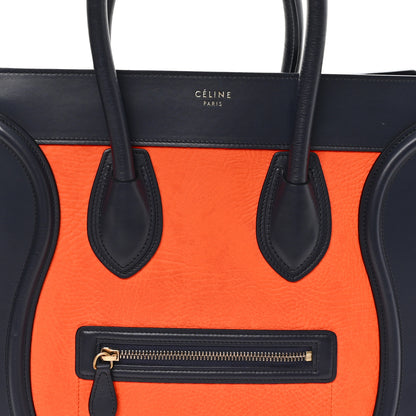 Celine Elephant Calfskin Mini Tri-Color Luggage Bright Orange 7 of 10
