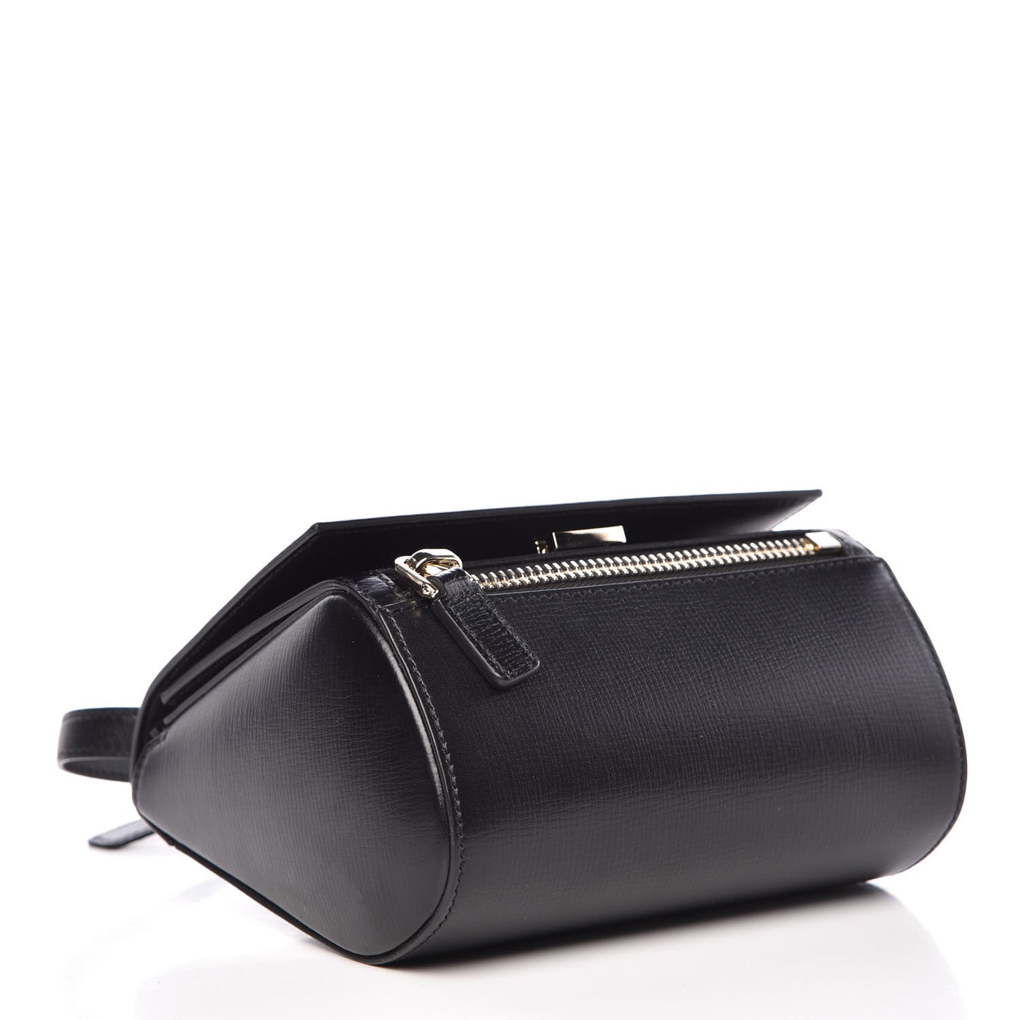 Textured Calfskin Mini Pandora Box Crossbody Bag Black