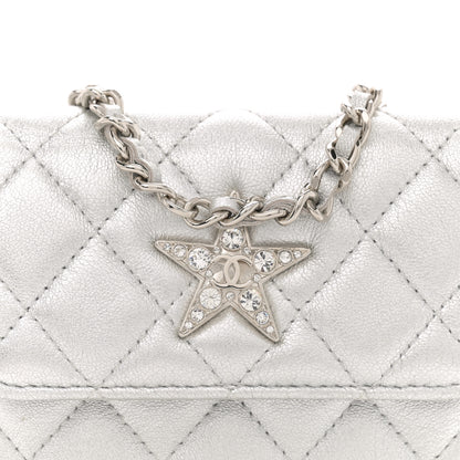 Chanel Metallic Goatskin Quilted Star Flap Waist Belt Bag Silver 8 of 10