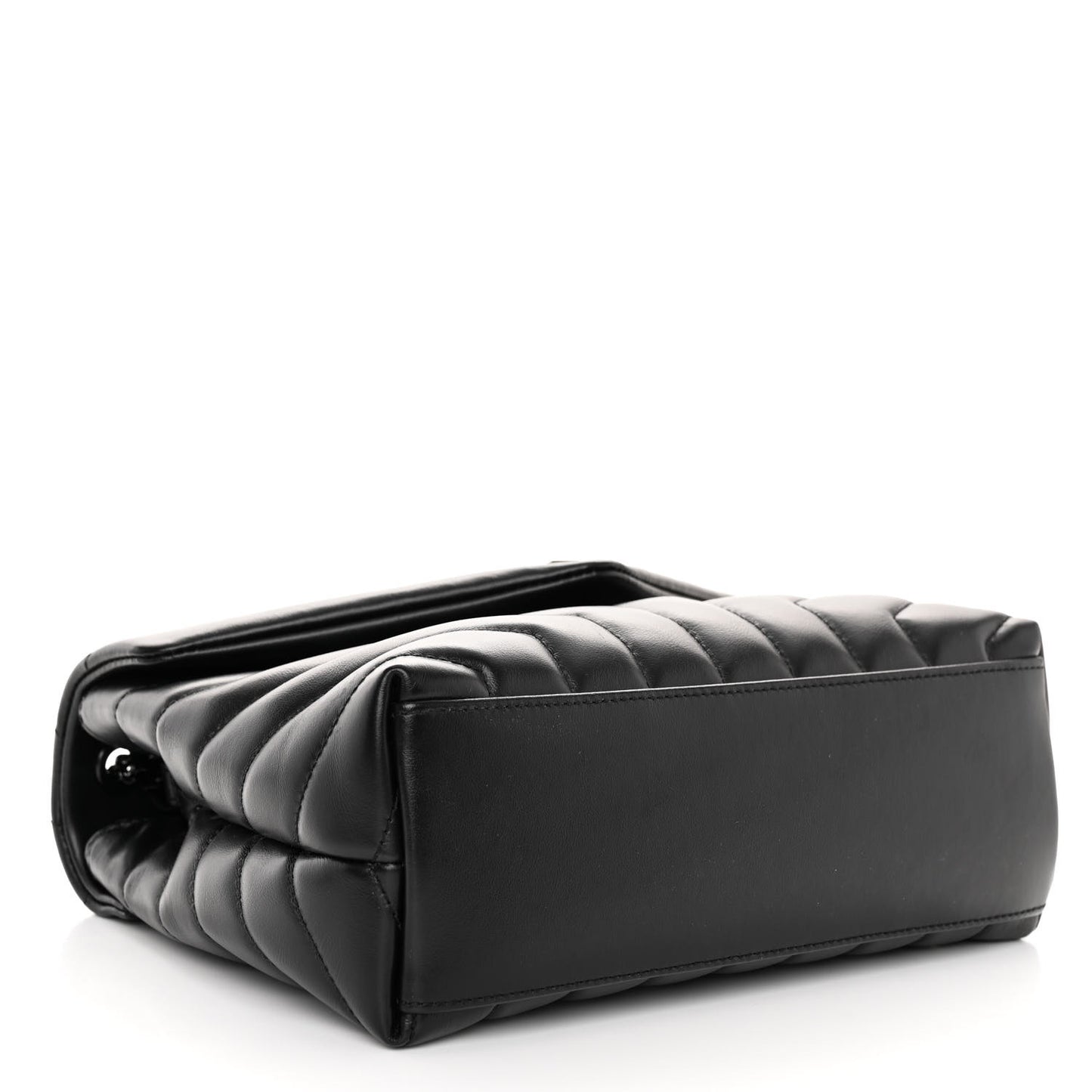 SAINT LAURENT Calfskin Y Quilted Monogram Monochrome Small Loulou Chain Satchel Black