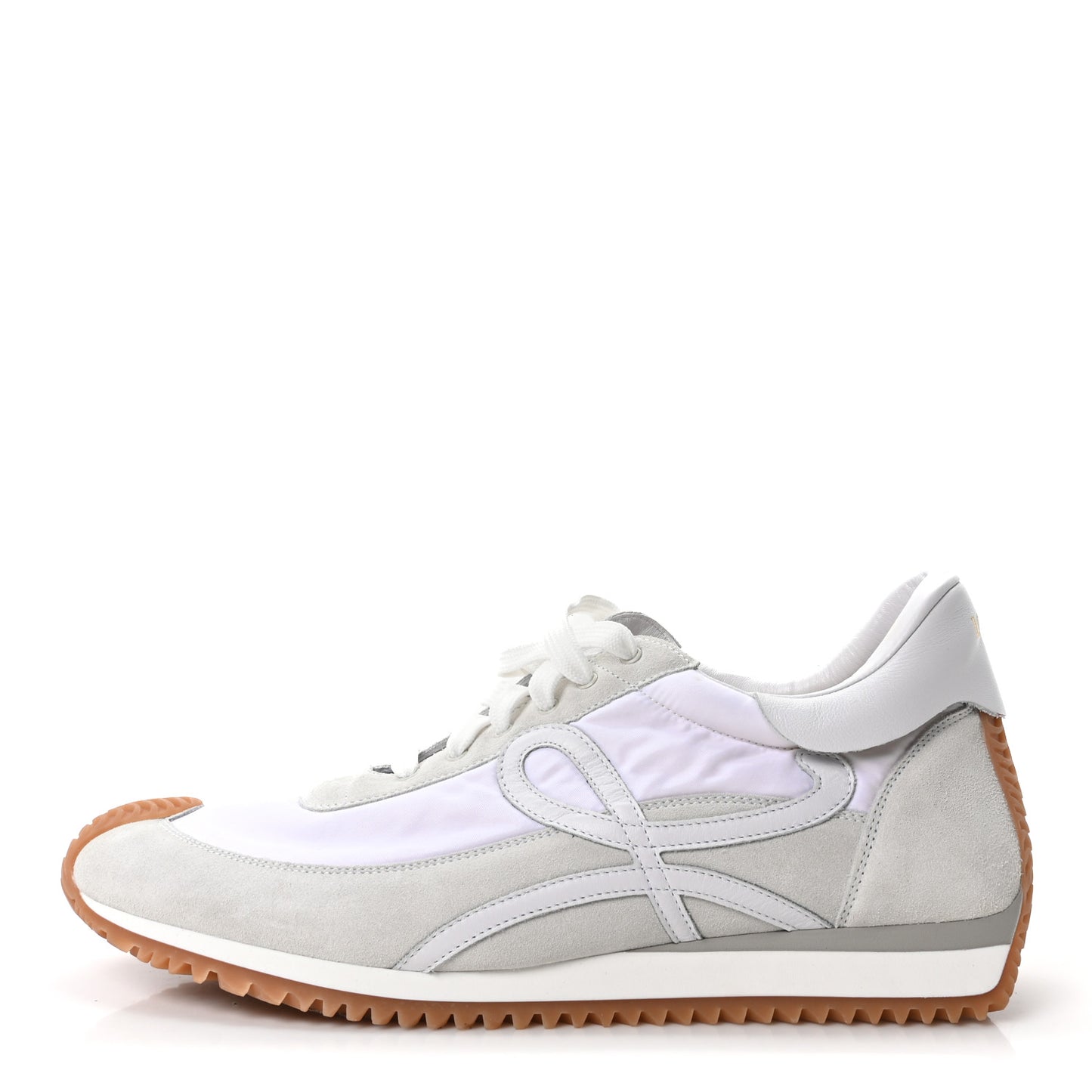 Nylon Suede Mens Flow Retro Runner Sneakers 45 White