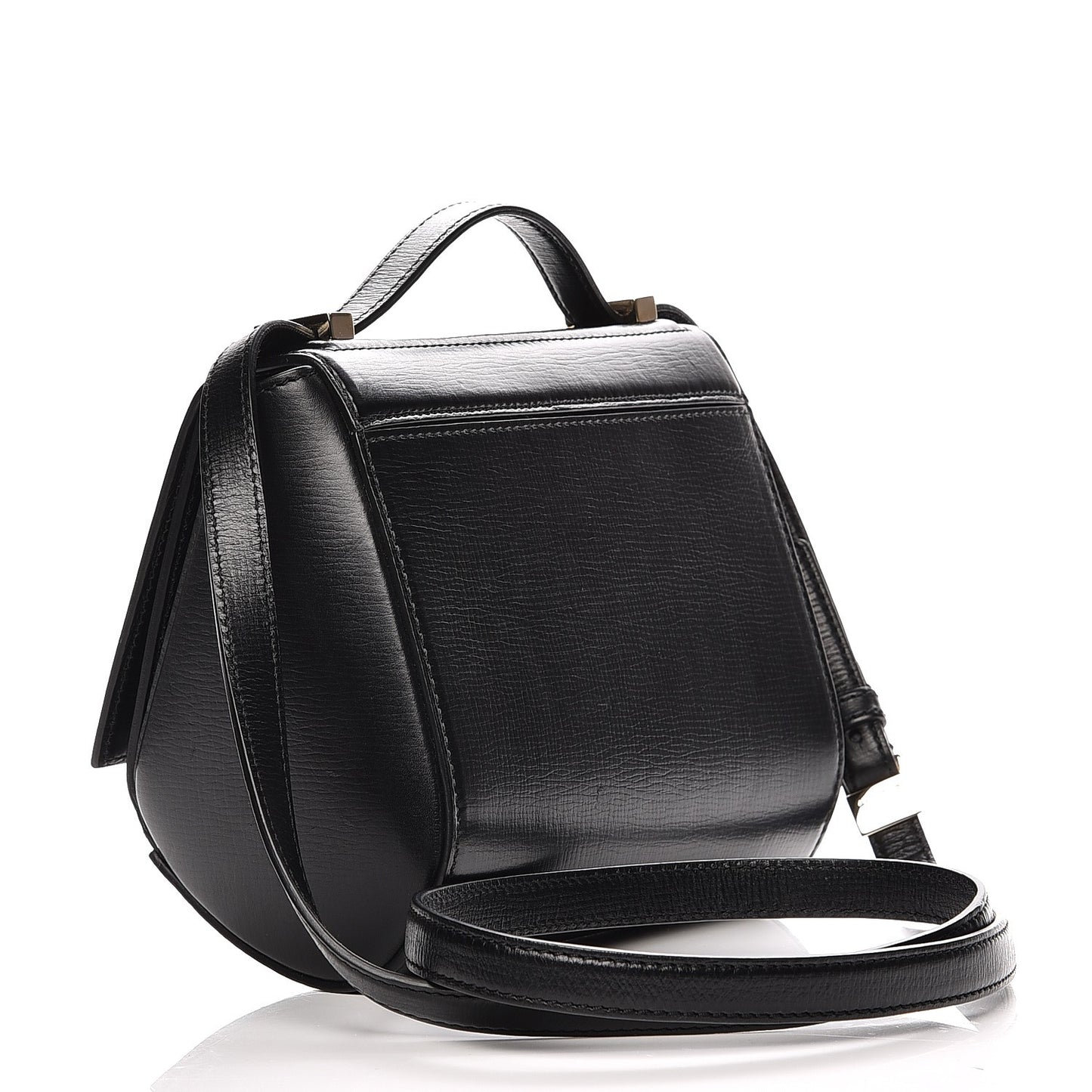 Textured Calfskin Mini Pandora Box Crossbody Bag Black