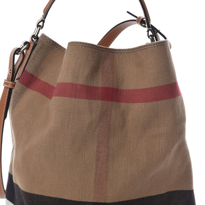 Burberry Canvas Mega Check Medium Ashby Hobo Saddle Brown 10 of 10