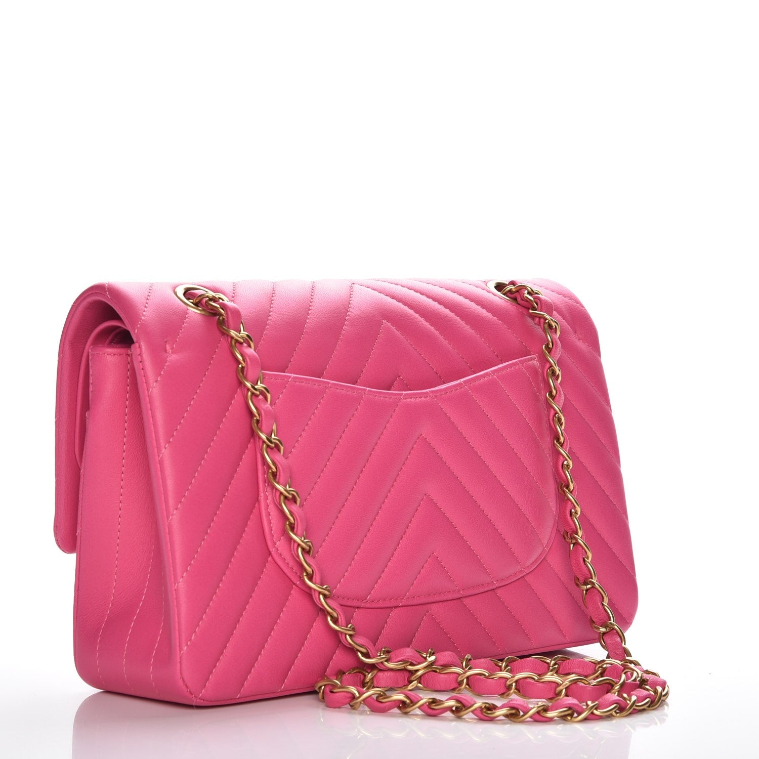 Chanel Lambskin Chevron Quilted Medium Double Flap Pink 3 of 8