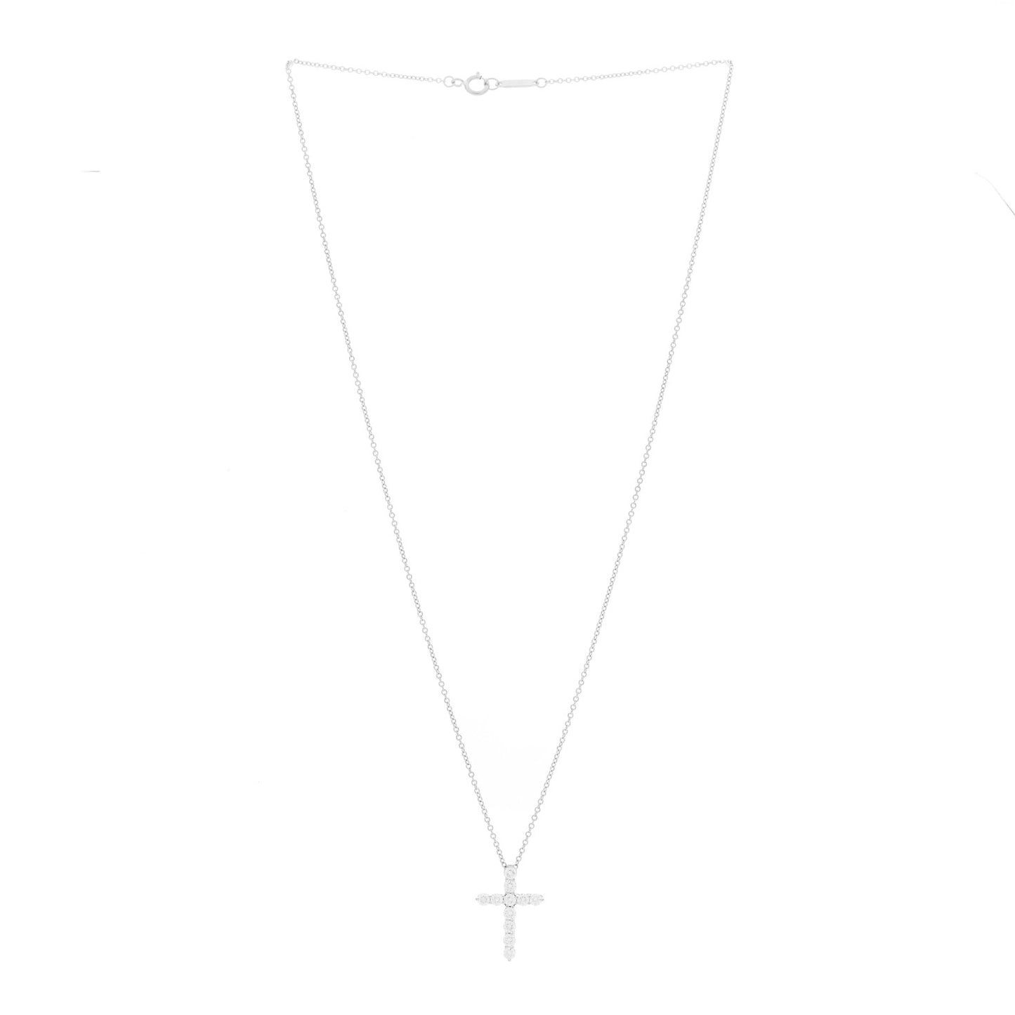 Platinum Diamond Small Cross Pendant Necklace