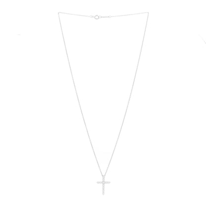 Tiffany Platinum Diamond Small Cross Pendant Necklace 2 of 5