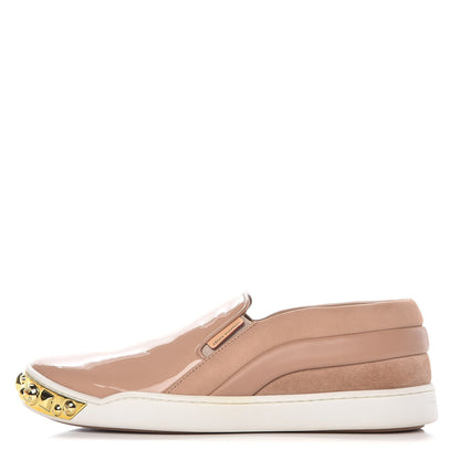 Louis Vuitton Patent Calfskin Suede Tempo Slip On Sneakers 36 Nude 1 of 8