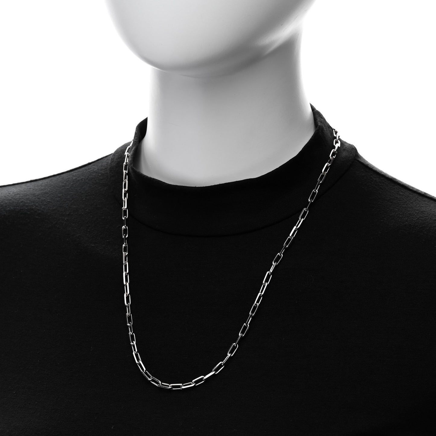 18K White Gold SM Santos De Cartier Link Necklace