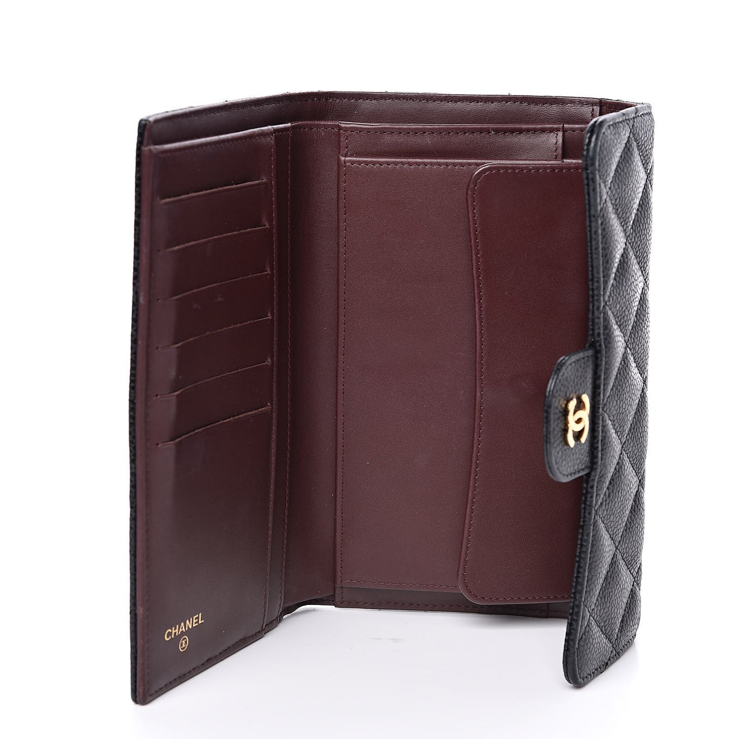 Caviar Quilted Large Flap Wallet Black