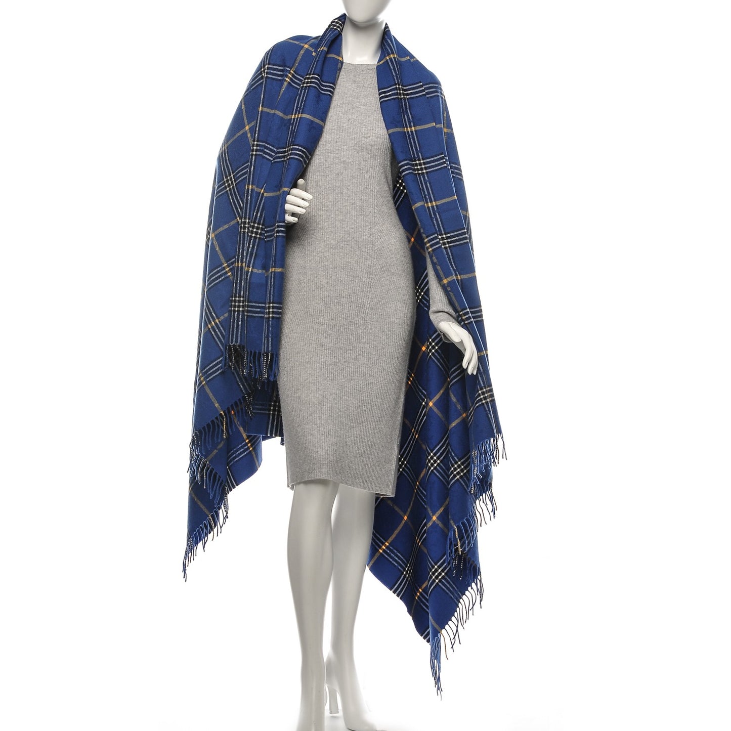 Wool Plaid Masai Tartan Shawl Blue