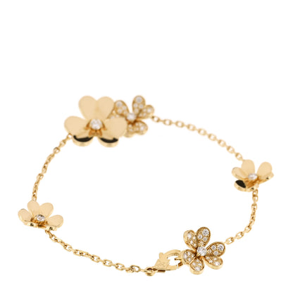 Van Cleef & Arpels 18K Yellow Gold Diamond Frivole 5 Flowers Bracelet 2 of 5