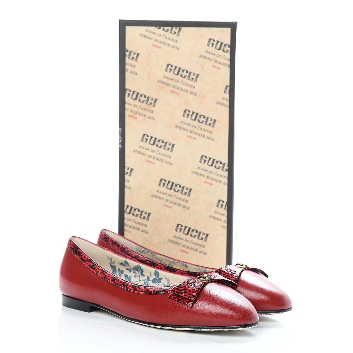 Malaga Kid Elaphe Yva Ballet Flats 38.5 Hibiscus Red