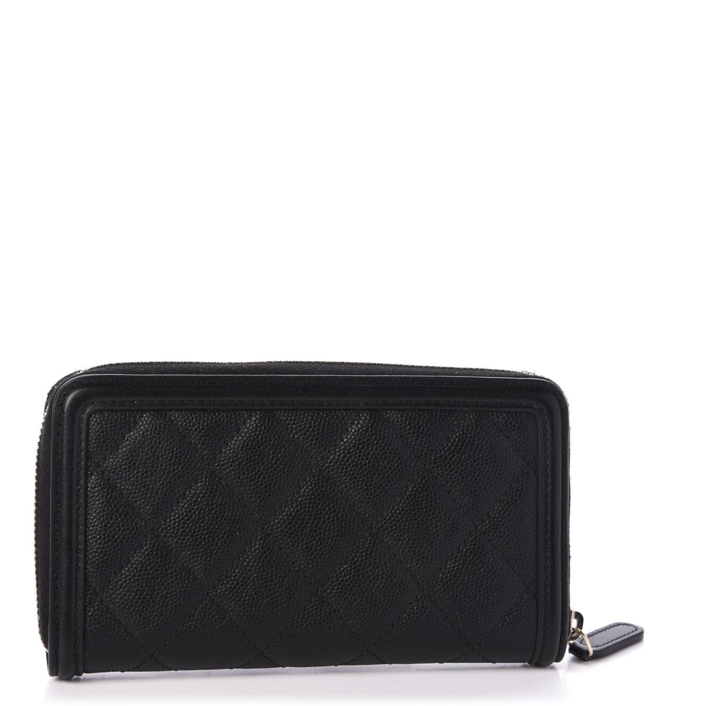 Caviar Quilted Medium Filigree Zip Around Wallet Black