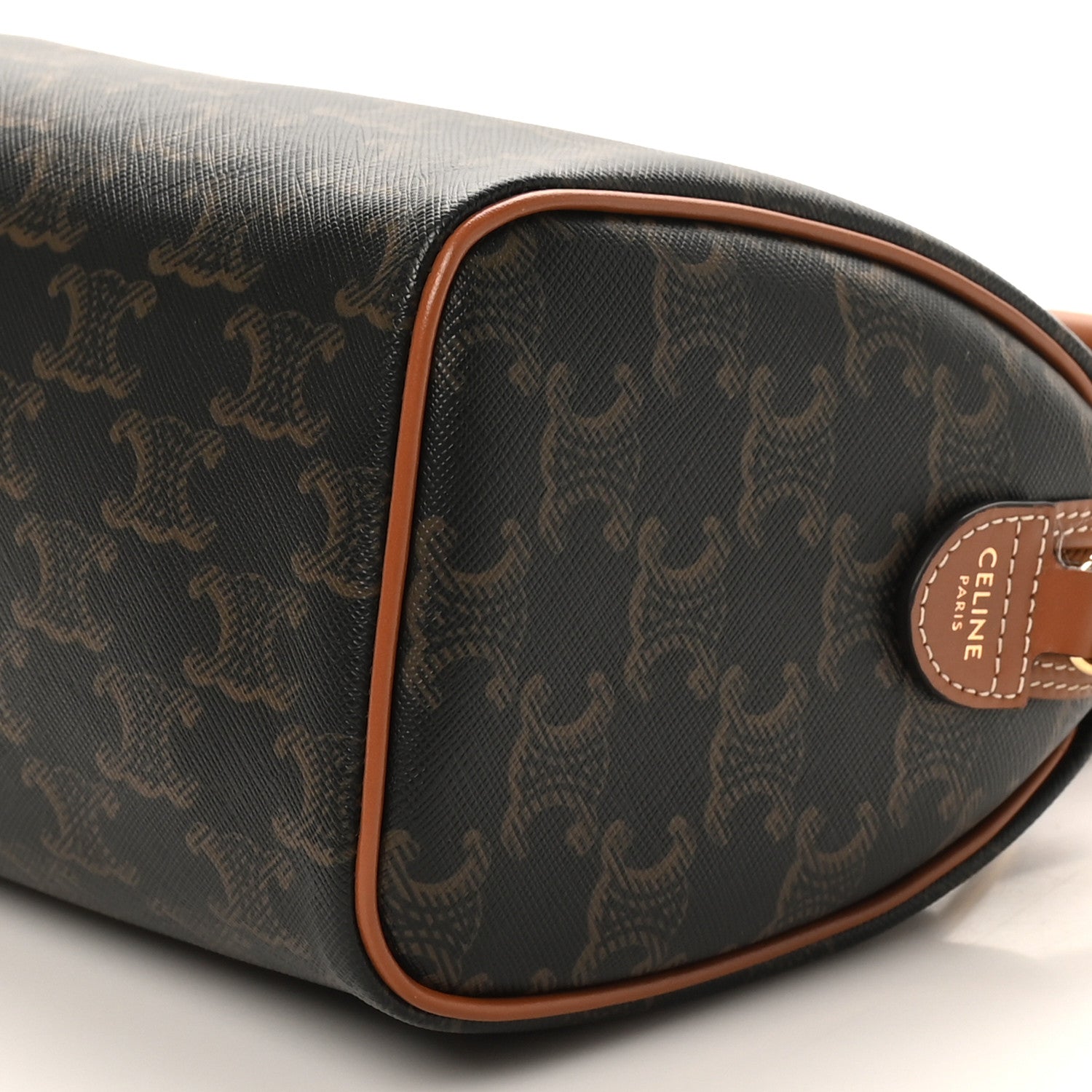 Celine Triomphe Canvas Calfskin Small Boston Bag Tan 9 of 9