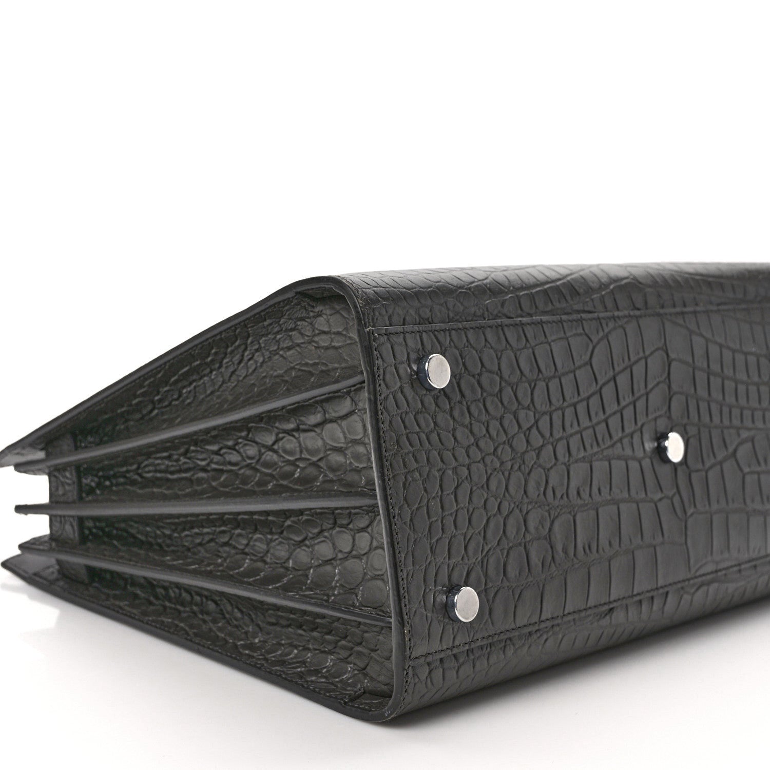 Saint Laurent Calfskin Crocodile Embossed Small Sac de Jour Fog 7 of 8