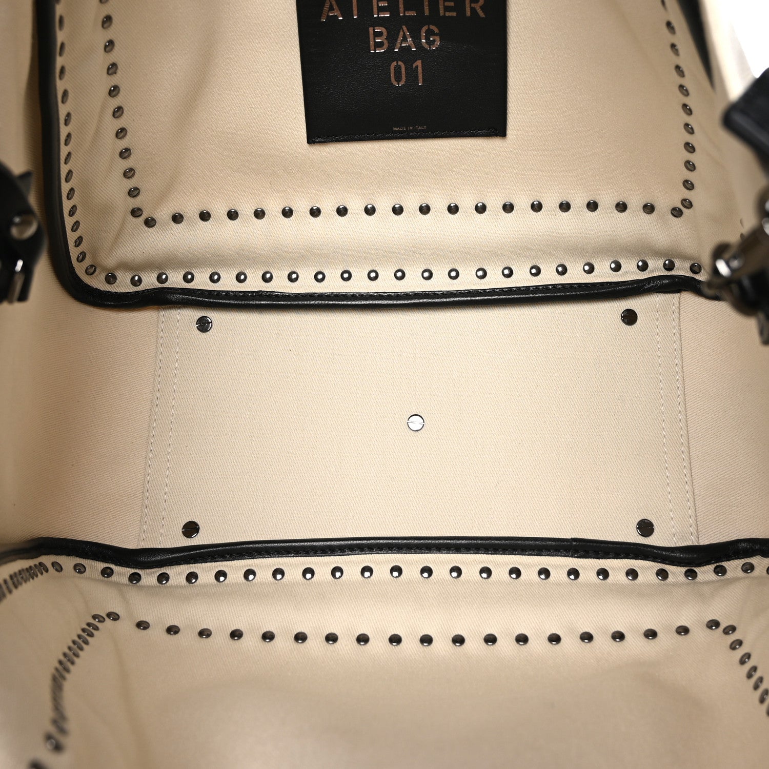 Valentino Garavani Canvas Atelier 01 Metal Stitch Edition Medium Tote Bag Naturale Black 7 of 10