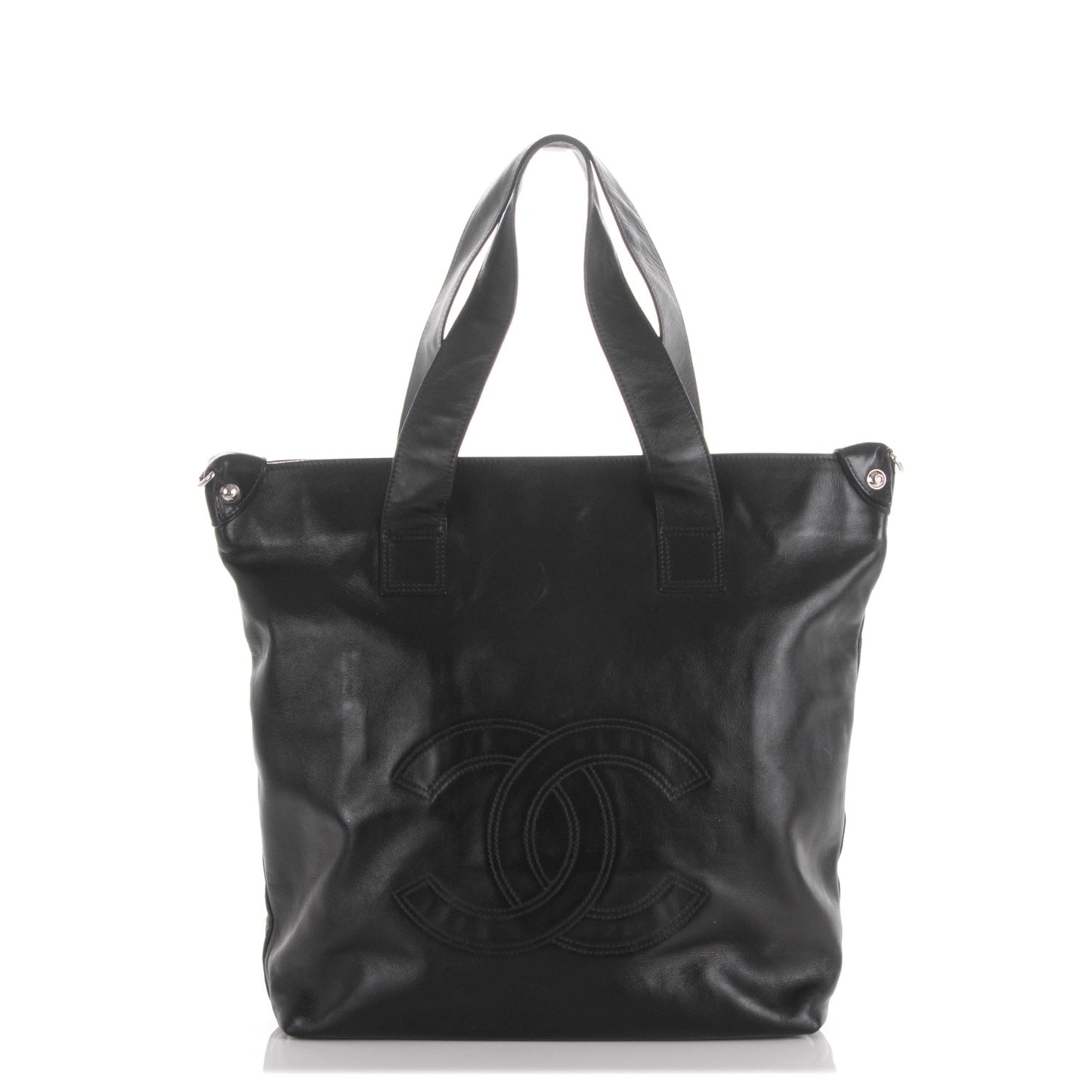 Lambskin North South Edgy Tote Black