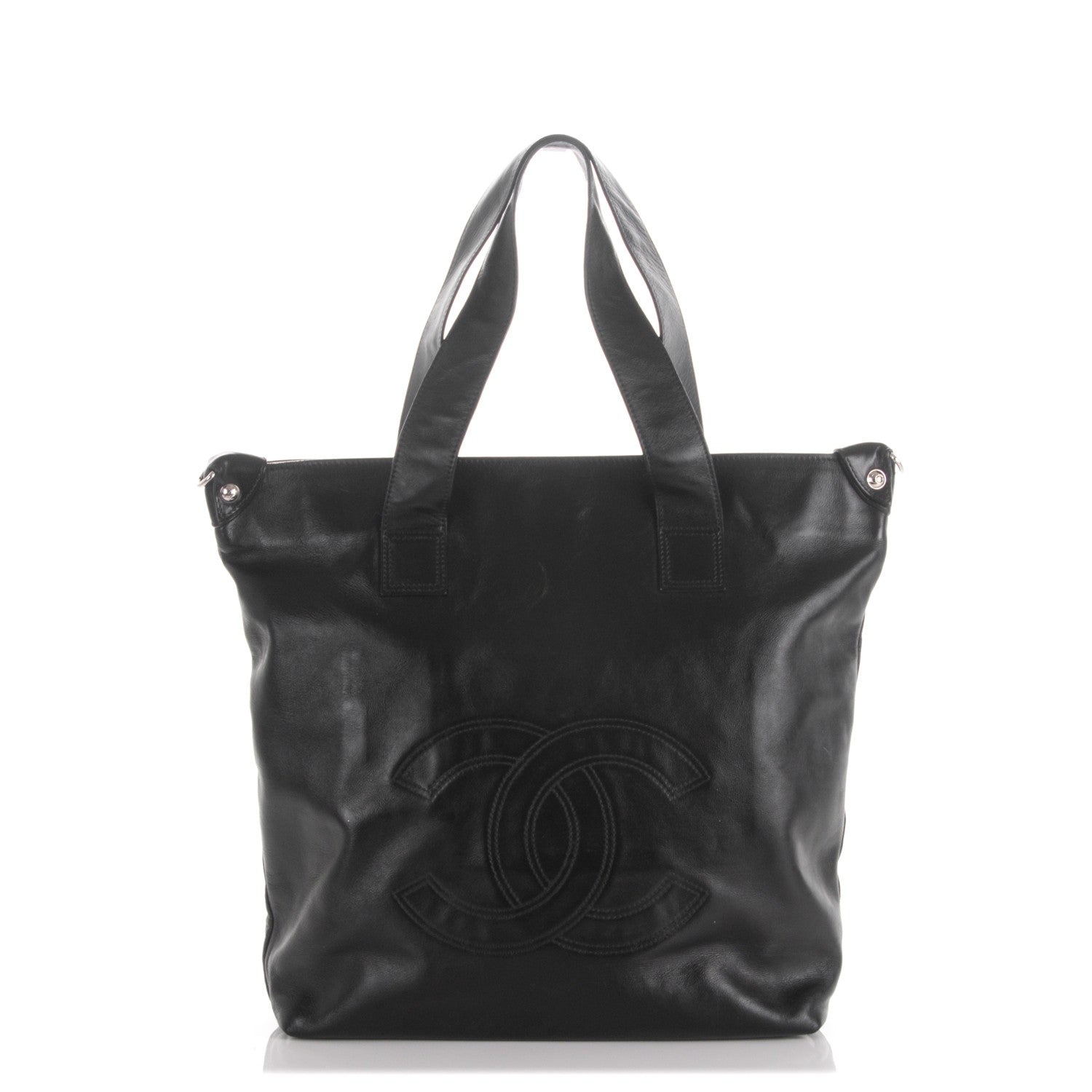 Chanel Lambskin North South Edgy Tote Black 1 of 7