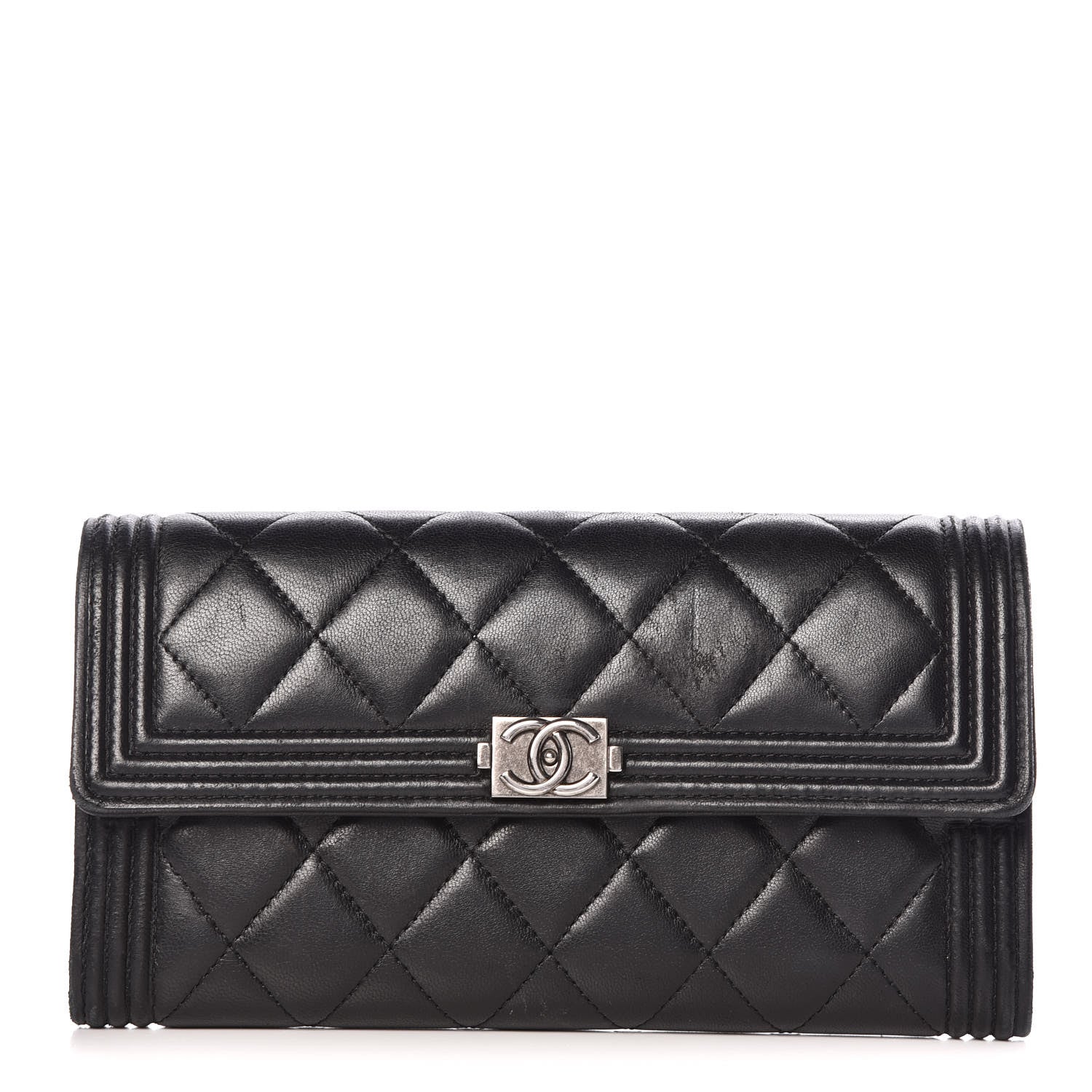 Chanel Lambskin Quilted Boy Flap Wallet Black 1 of 13
