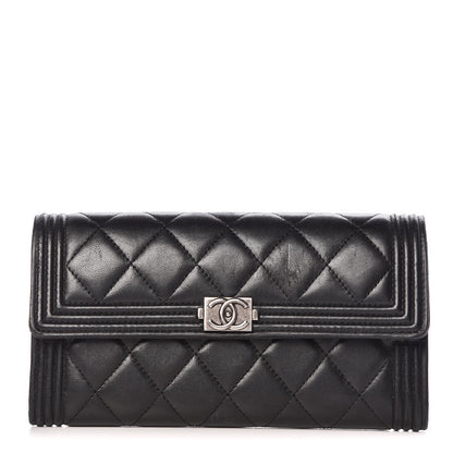 Chanel Lambskin Quilted Boy Flap Wallet Black 1 of 13