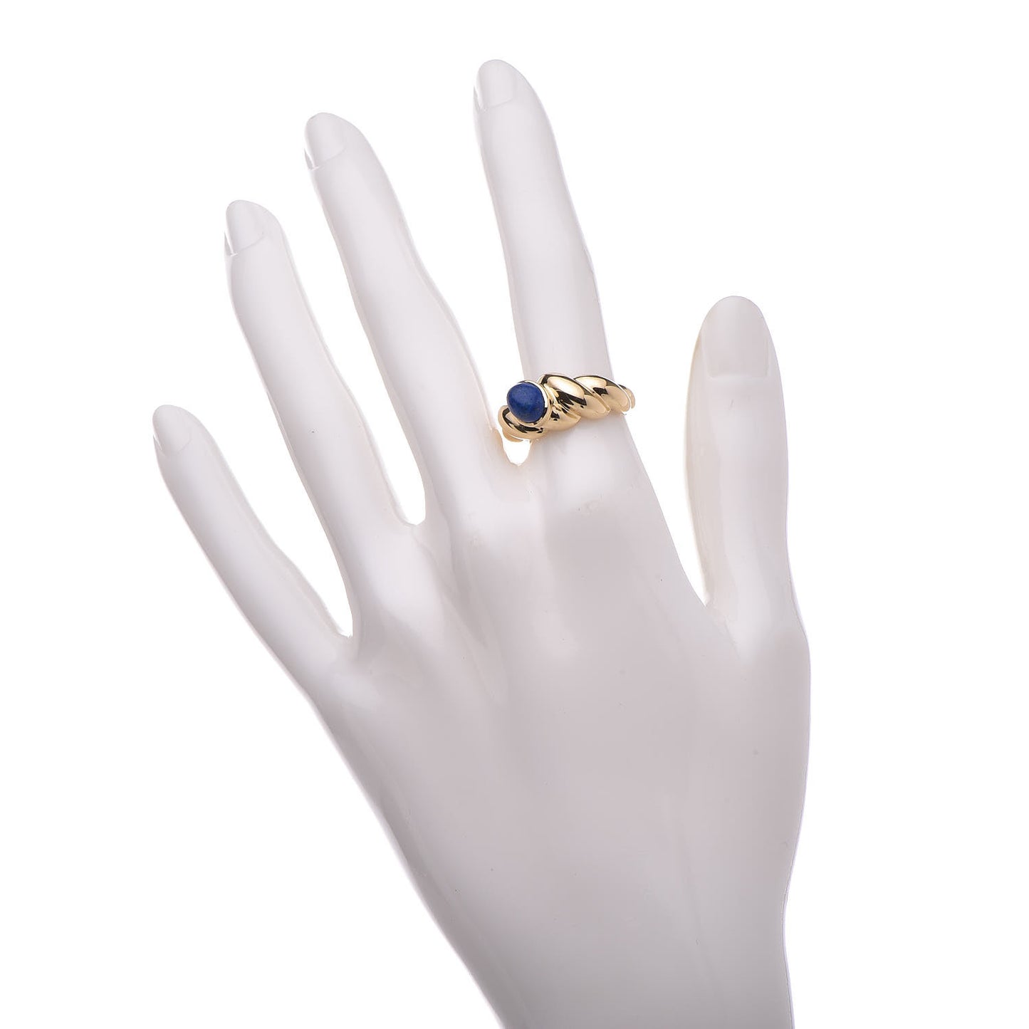 18K Yellow Gold Lapis Twisted Ring 53 6.5