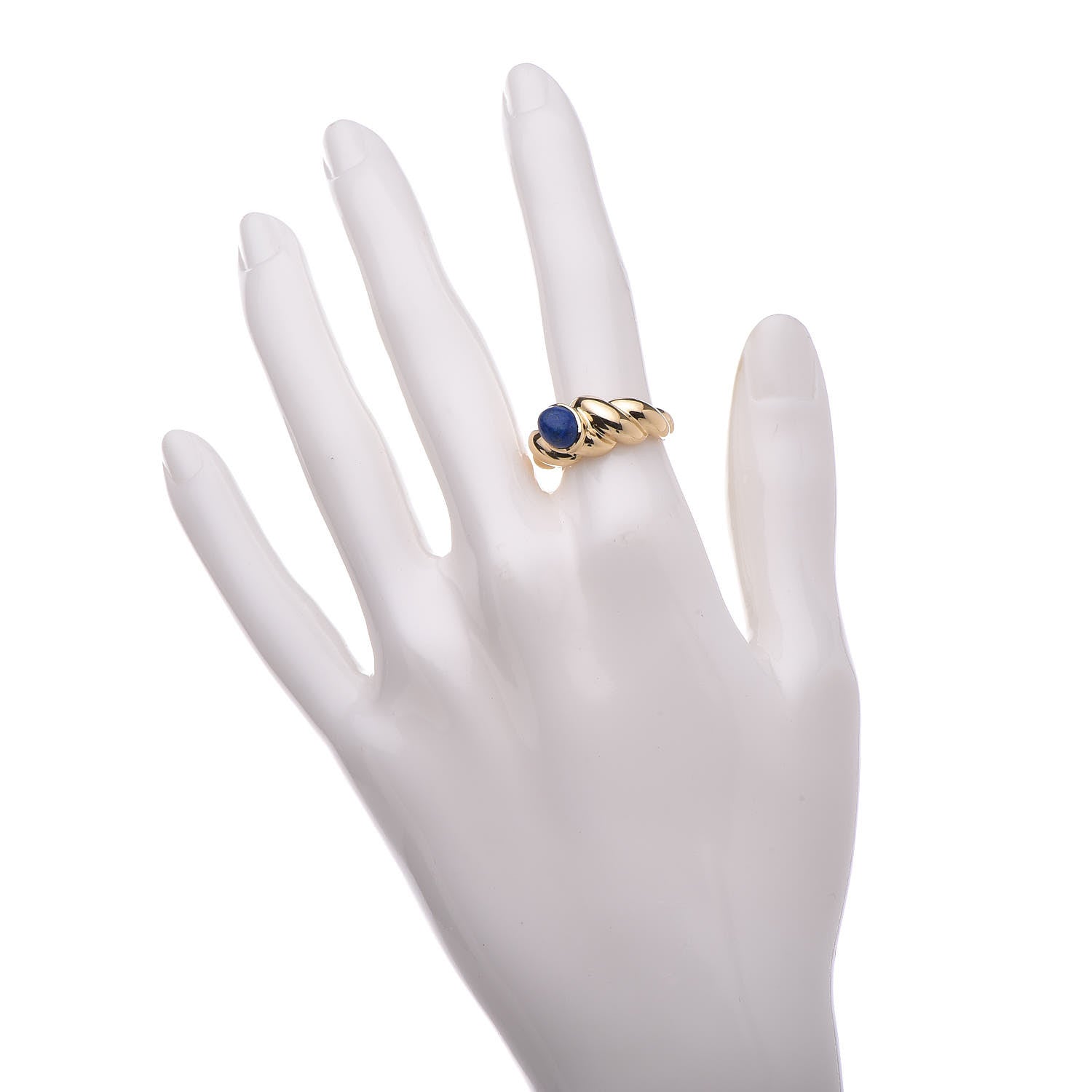 Van Cleef & Arpels 18K Yellow Gold Lapis Twisted Ring 53 6.5 2 of 5