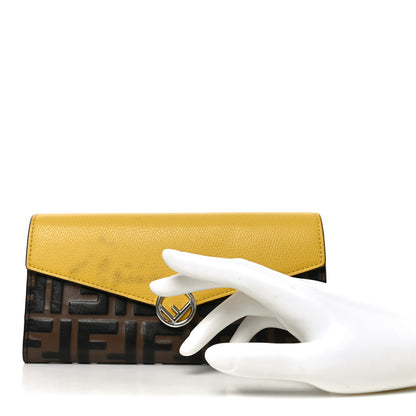 Fendi Vitello Cruise F is Fendi Bi-Color FF 1974 Embossed Continental Envelope Wallet On Chain Maya Yellow 2 of 8