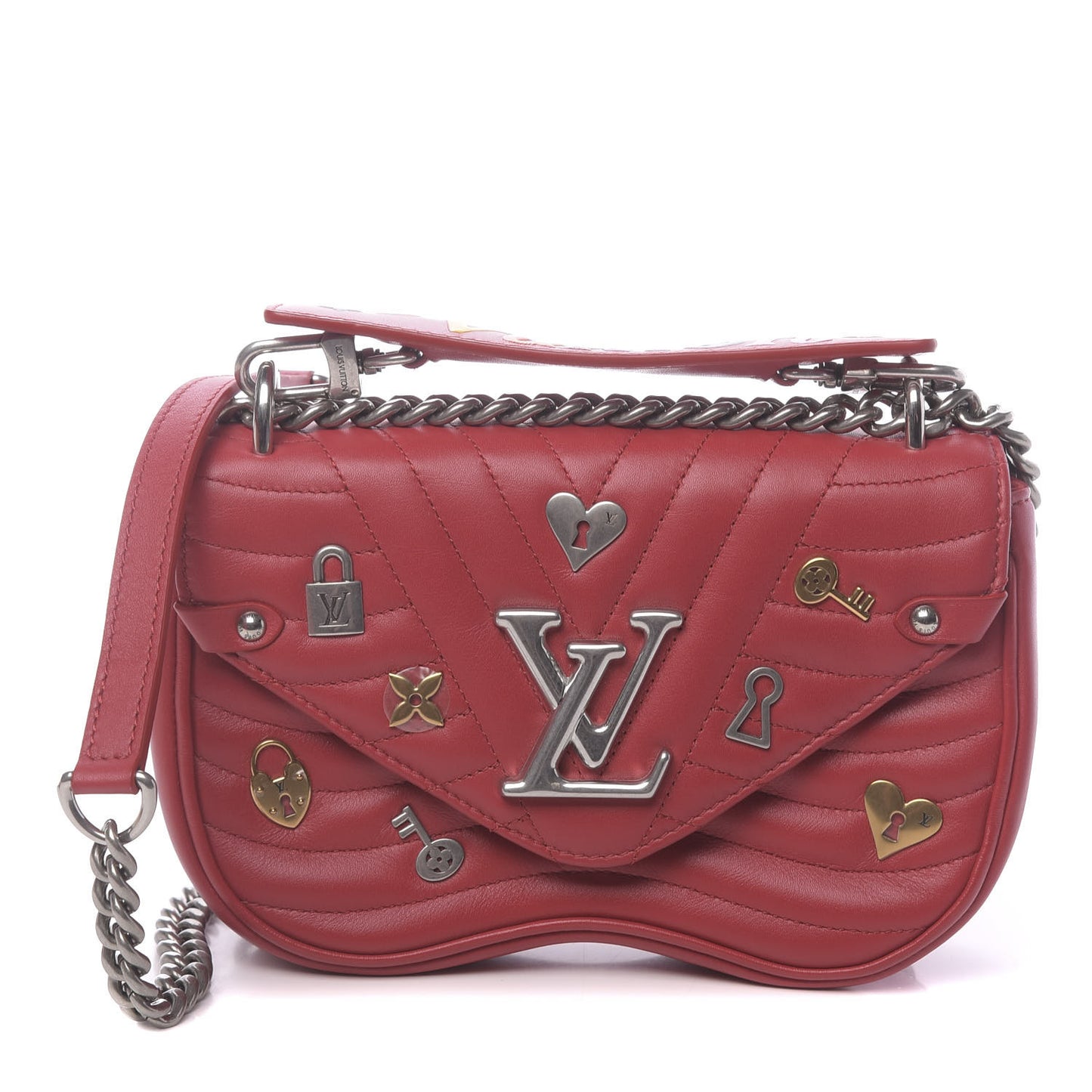 Calfskin Love Lock New Wave Chain MM Scarlet