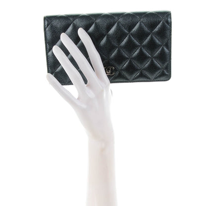 Chanel Metallic Calfskin Quilted Yen Wallet Charcoal 2 of 8