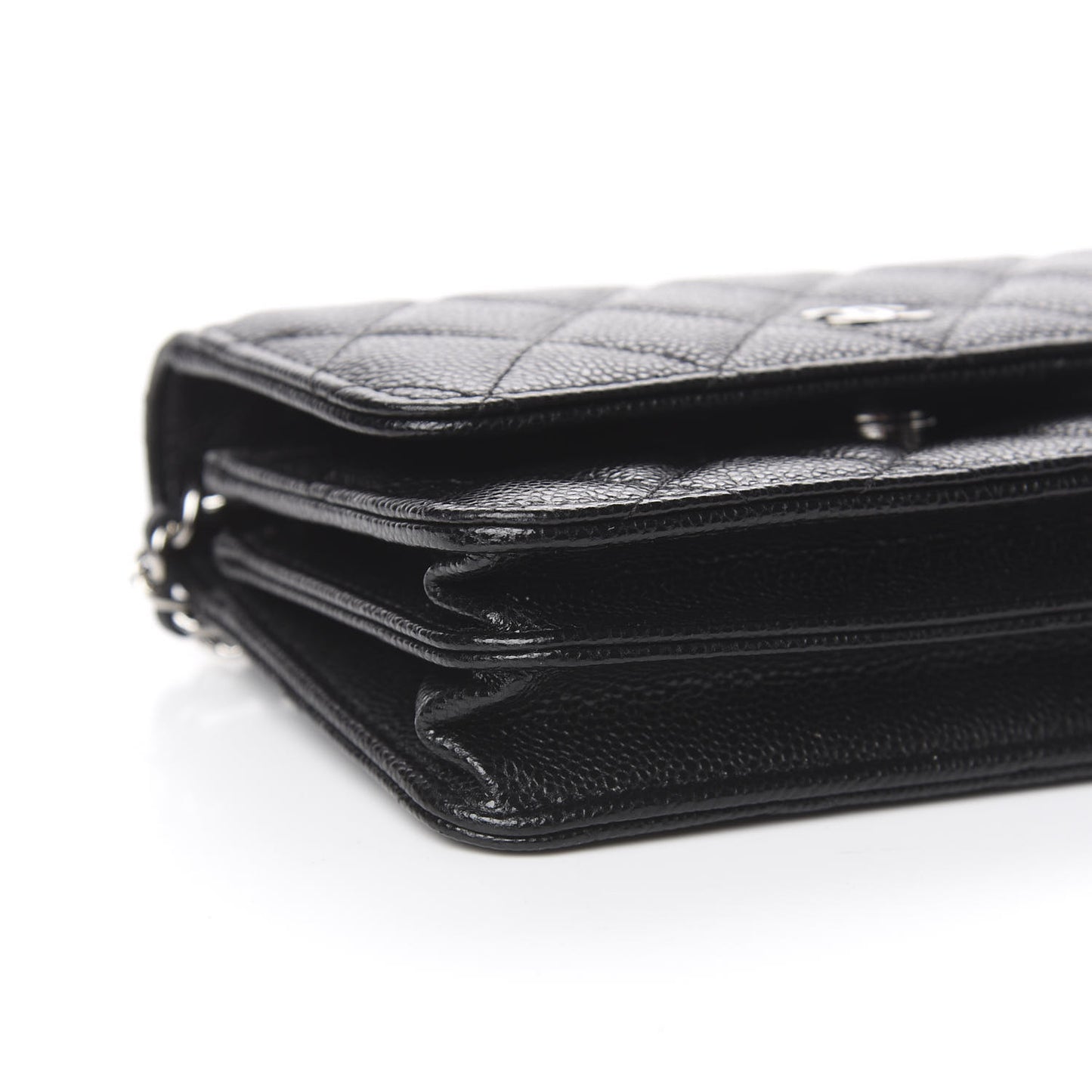 Caviar Quilted Mini Wallet On Chain WOC Black