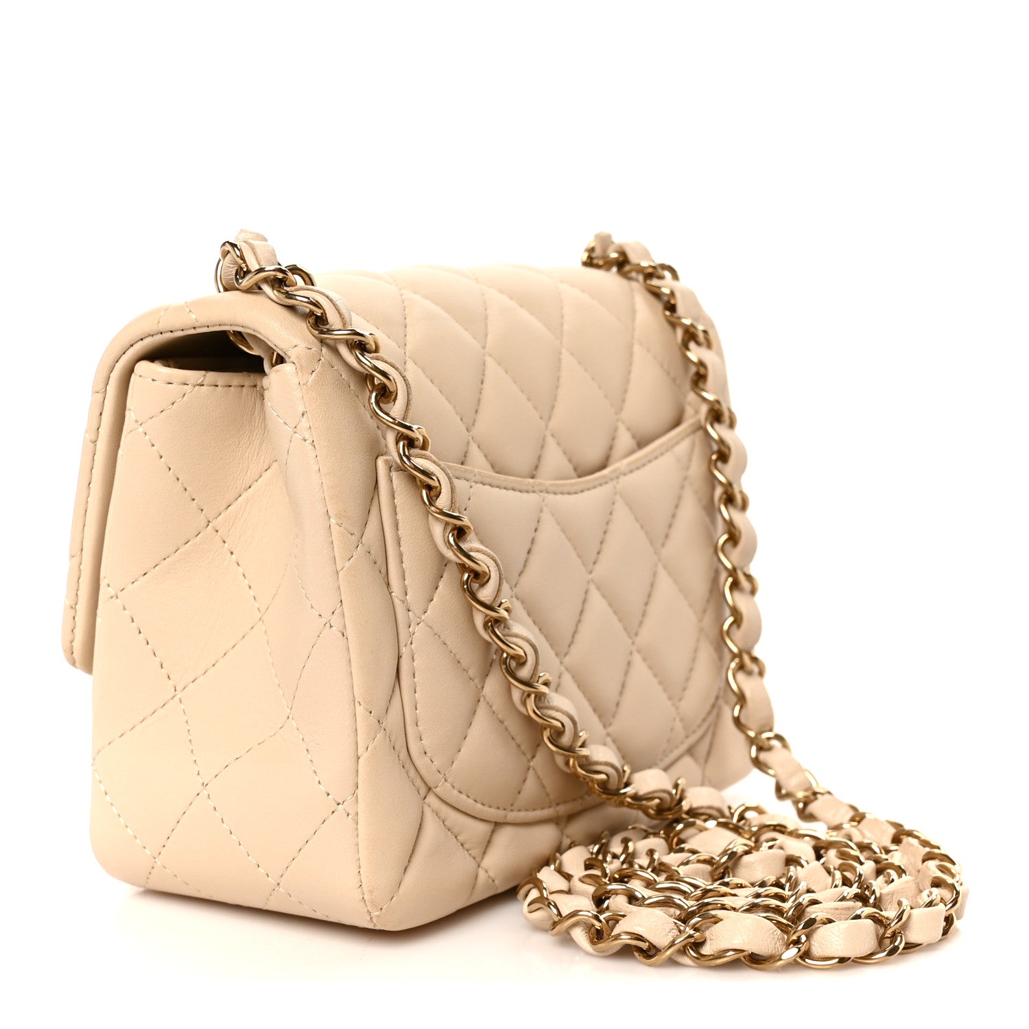 Chanel Lambskin Quilted Mini Square Flap Beige 3 of 12
