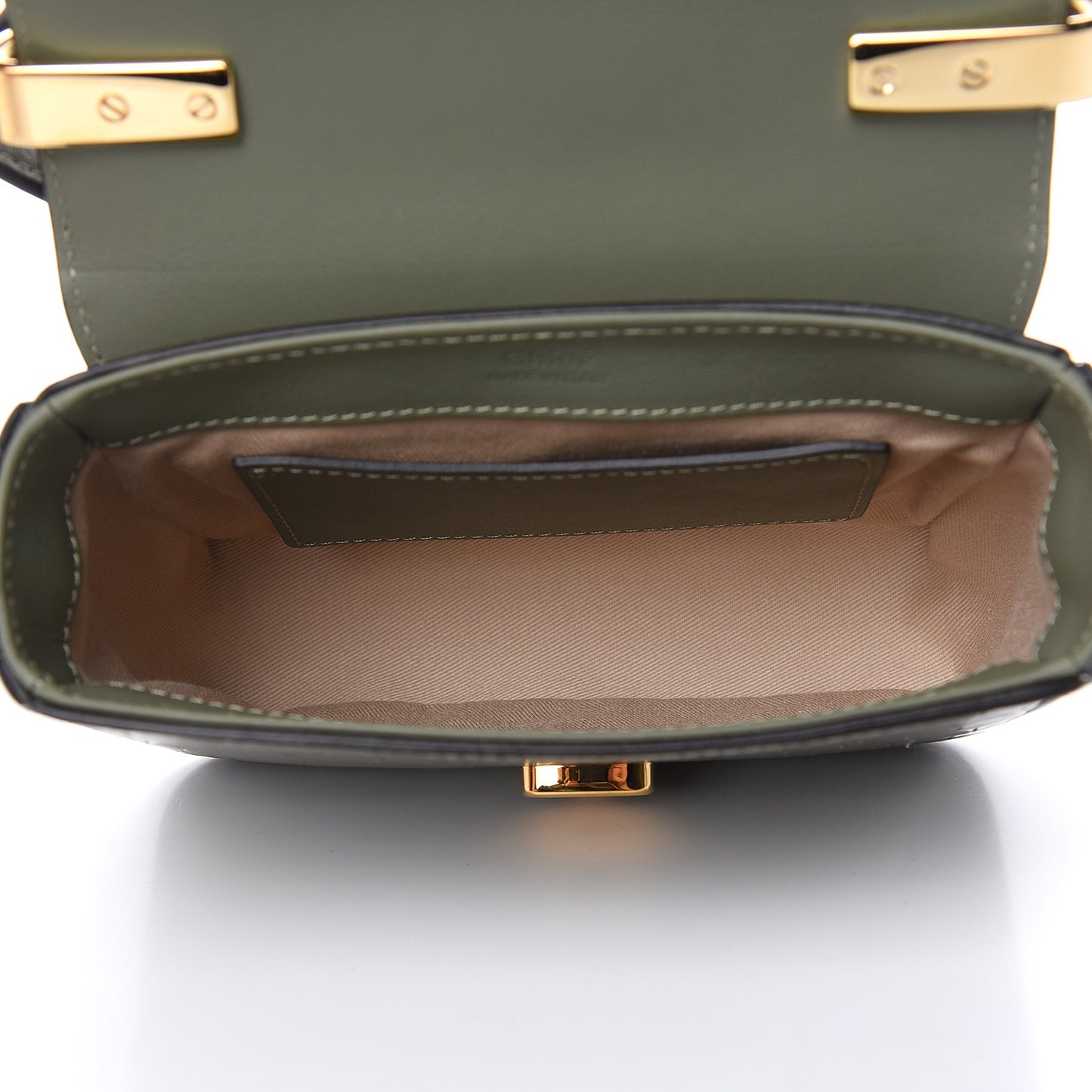 Calfskin Crocodile Embossed Mini C Double Carry Misty Forest
