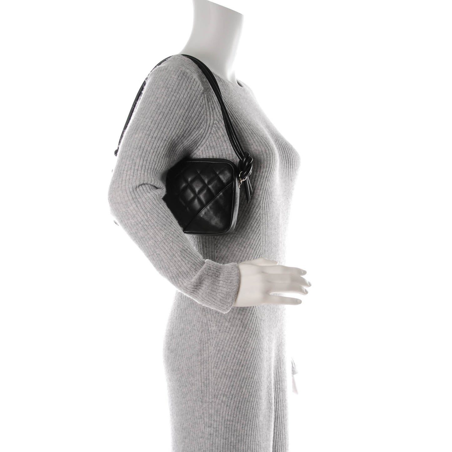 Calfskin Quilted Cambon Pochette Black White