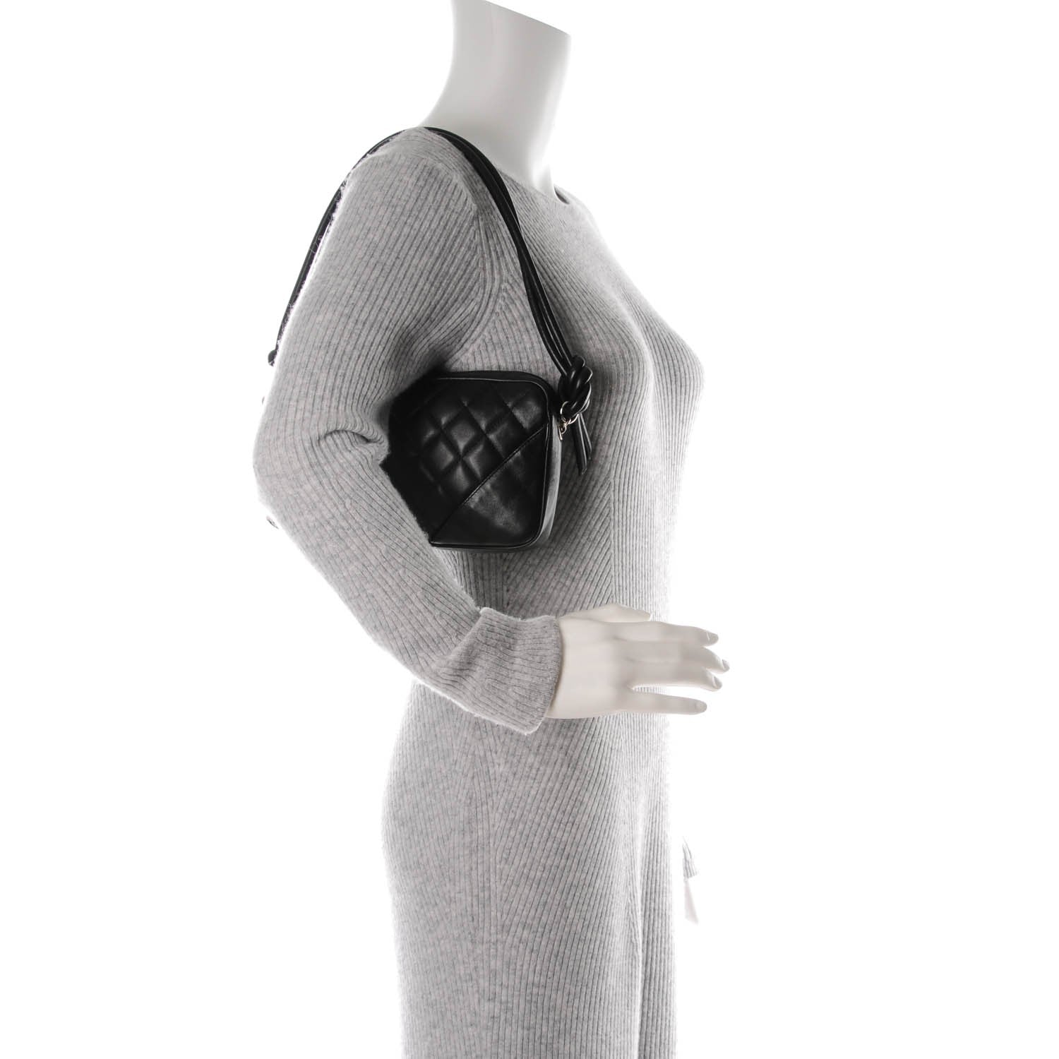 Chanel Calfskin Quilted Cambon Pochette Black White 2 of 7