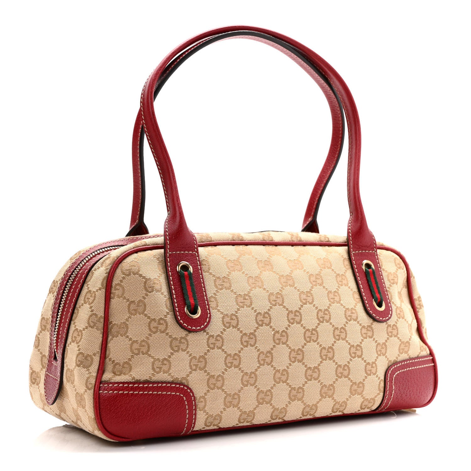 Gucci Monogram Small Princy Satchel Red 2 of 9