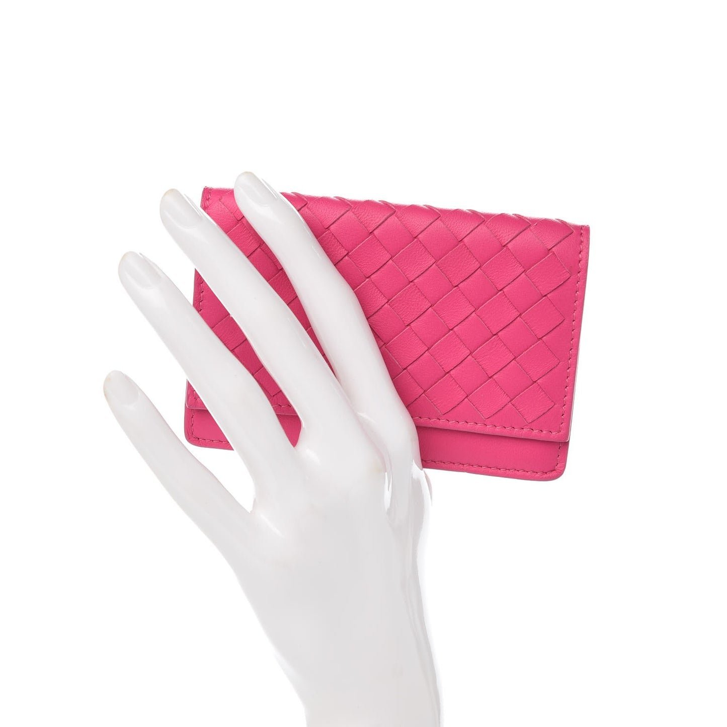 Nappa Intrecciato Card Holder Rosa Shock