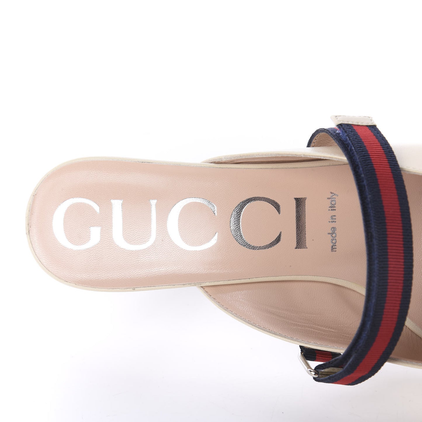 Malaga Kid Sylvie Web Cross Strap Mid-Heel Slides 39.5 Vintage White