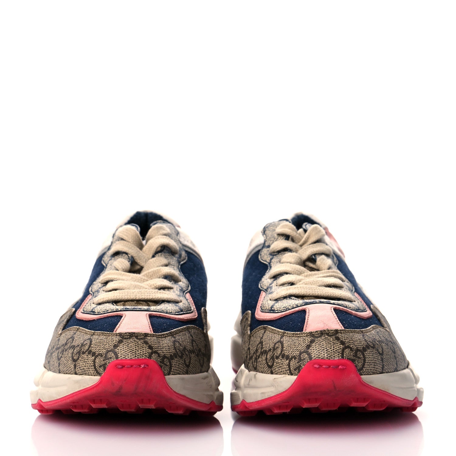 Gucci GG Supreme Monogram Mix Monogram Womens Rhyton Sneakers 36 London Blue Beige Pale Pink 2 of 15