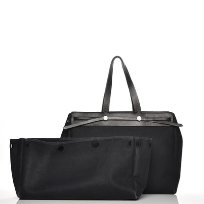 Hermes Toile Vache Hunter Herbag Cabas MM Black 5 of 17