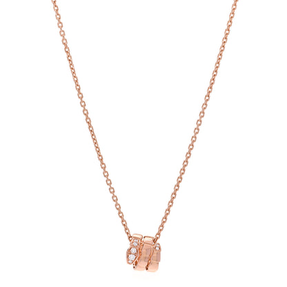 Bulgari 18K Rose Gold Diamond Serpenti Viper Demi Pave Pendant Necklace 1 of 5