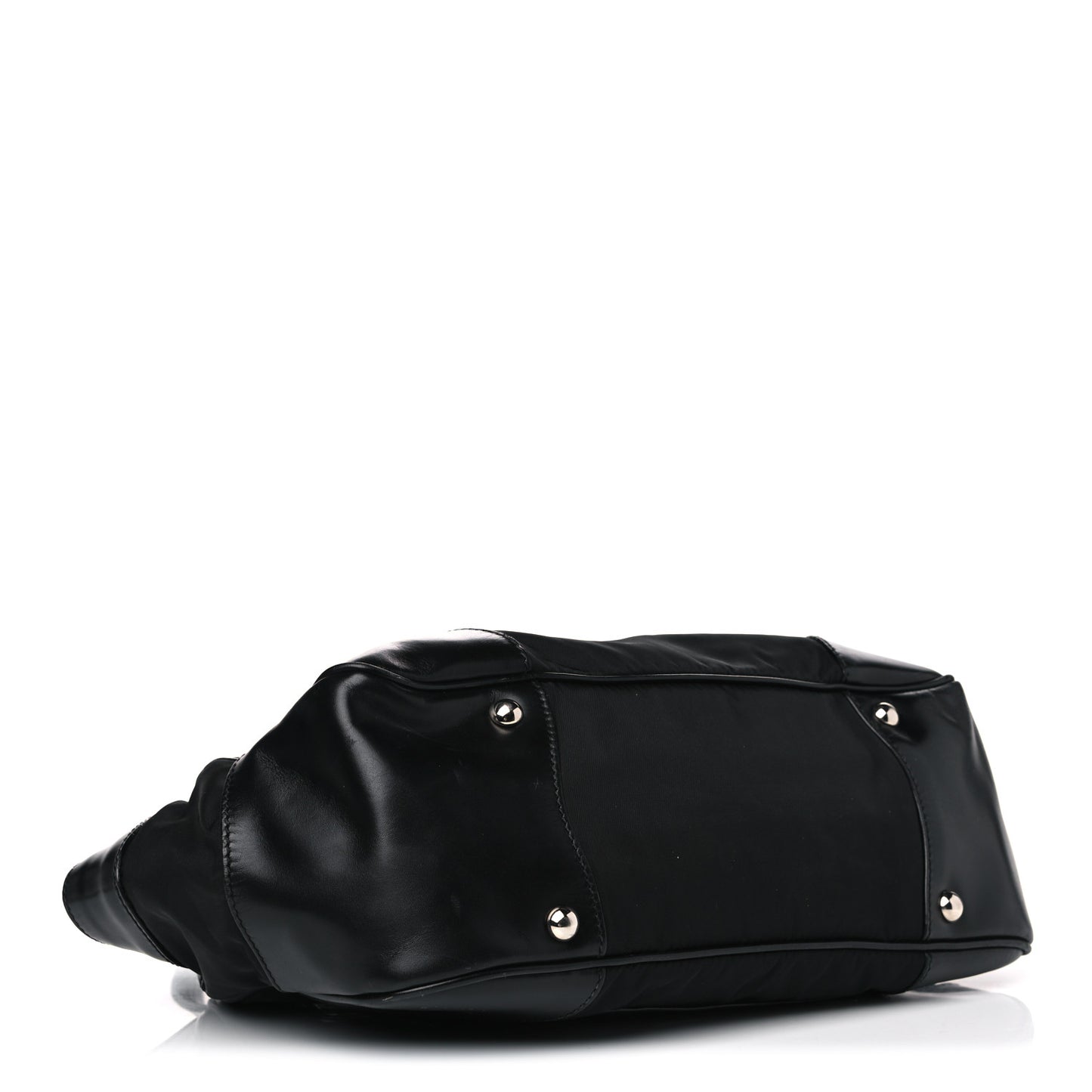 Tessuto Nylon Soft Calfskin Shoulder Bag Black