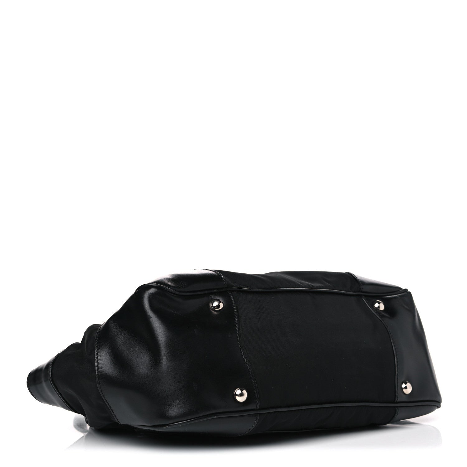 Prada Tessuto Nylon Soft Calfskin Shoulder Bag Black 3 of 15