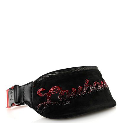 Christian Louboutin Suede Crystal Marie Jane Belt Bag Black Red 4 of 9