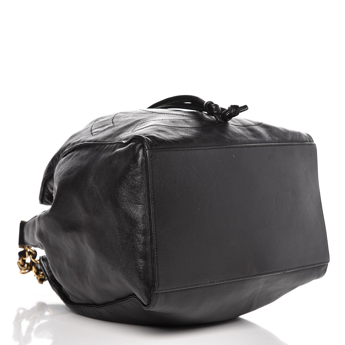 Lambskin CC Drawstring Shoulder Bag Black