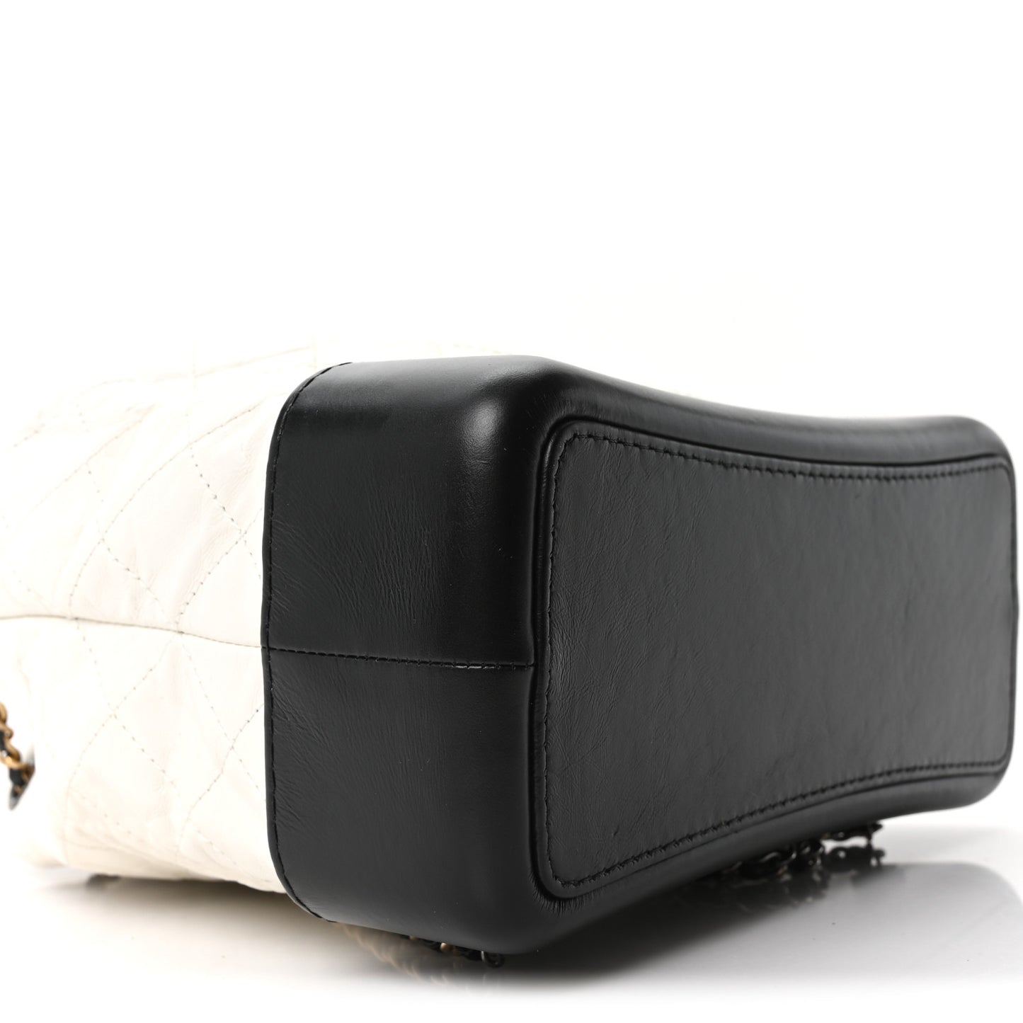 Aged Calfskin Quilted Gabrielle Backpack Black White